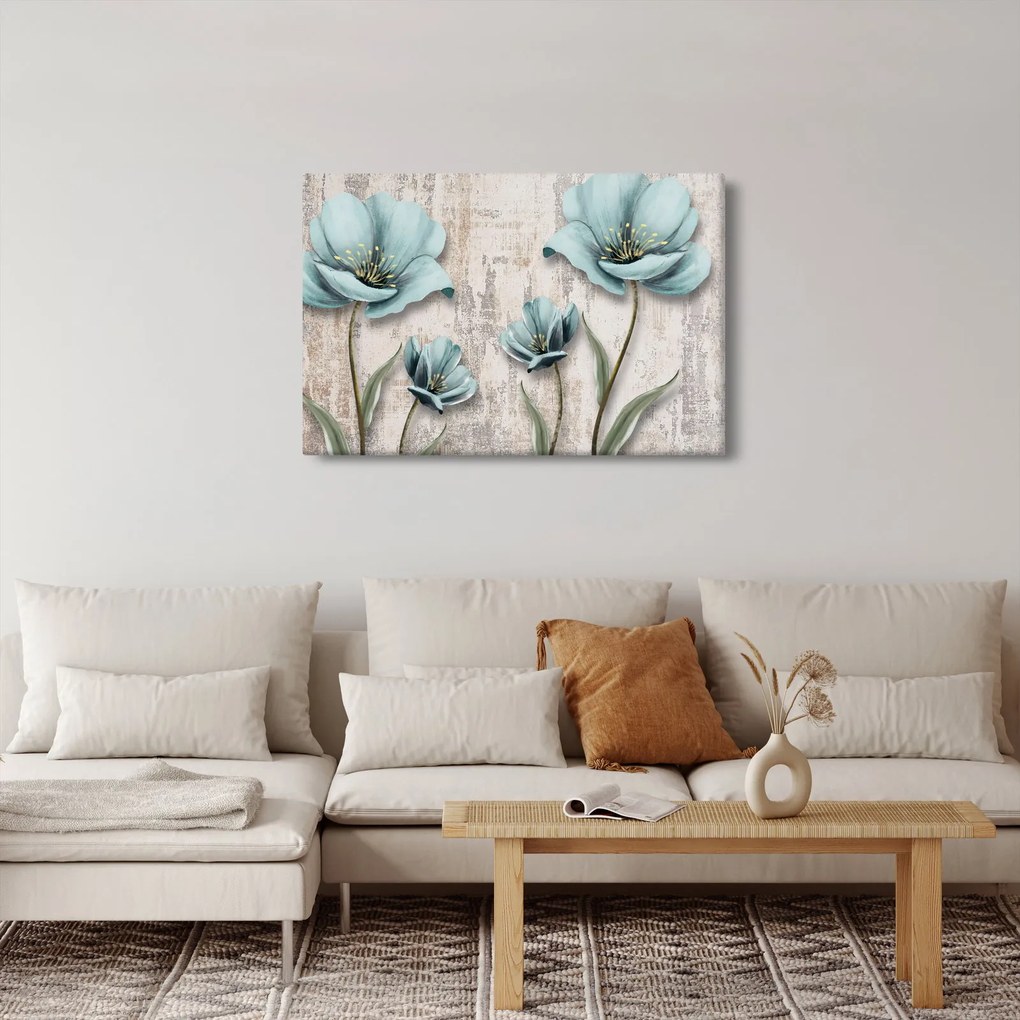 Obraz - Kvety na textúre (90x60 cm)
