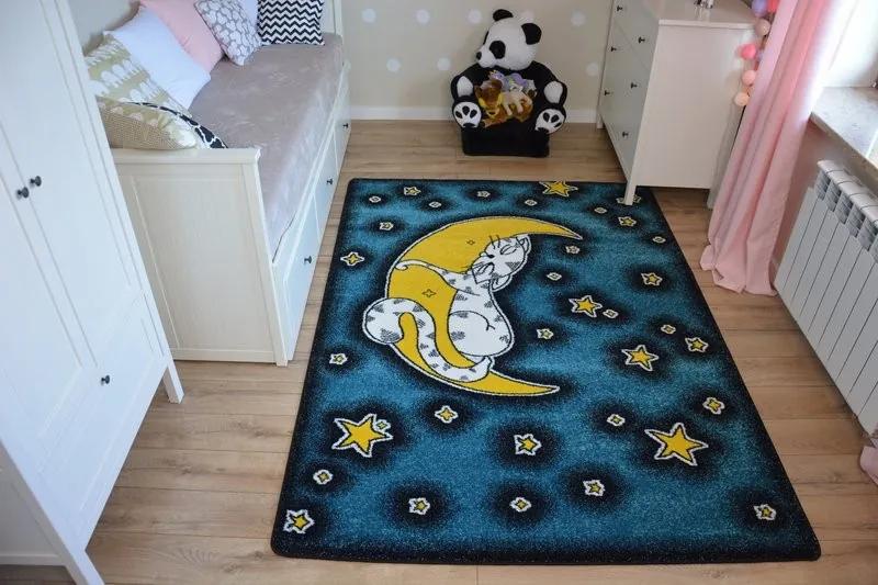 Detský koberec Kids Cat modrý C414-Výpredaj - 140x190 cm