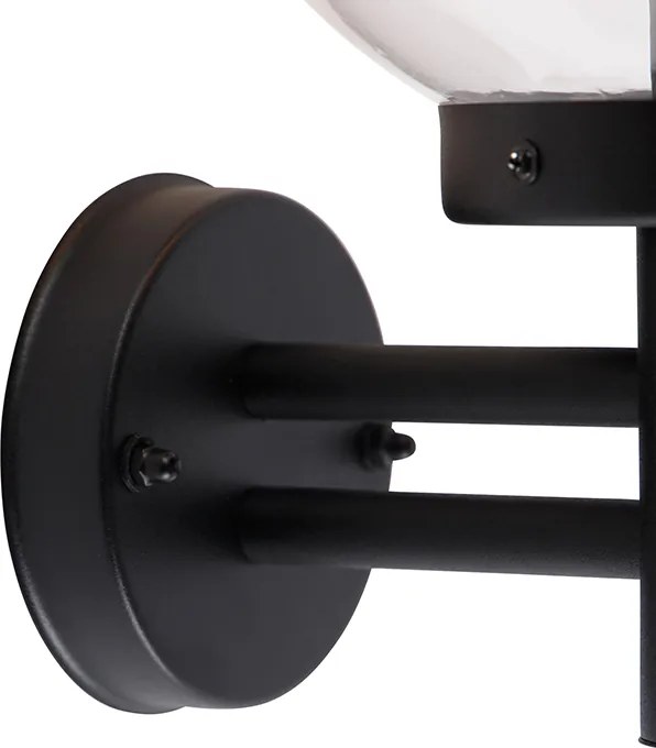 Vonkajšia nástenná lampa čierna s čírym sklom vrátane snímača pohybu - Sfera