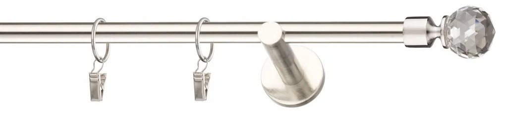 Dekorstudio Niklová jednoradová garniža CRYSTAL 19mm Dĺžka: 160cm, Typ uchytenia: Držiak modern, Typ príslušenstva: Krúžky tiché so štipcami