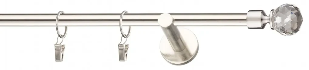 Dekorstudio Niklová jednoradová garniža CRYSTAL 19mm Dĺžka: 360cm, Typ uchytenia: Držiak modern, Typ príslušenstva: Krúžky tiché so štipcami