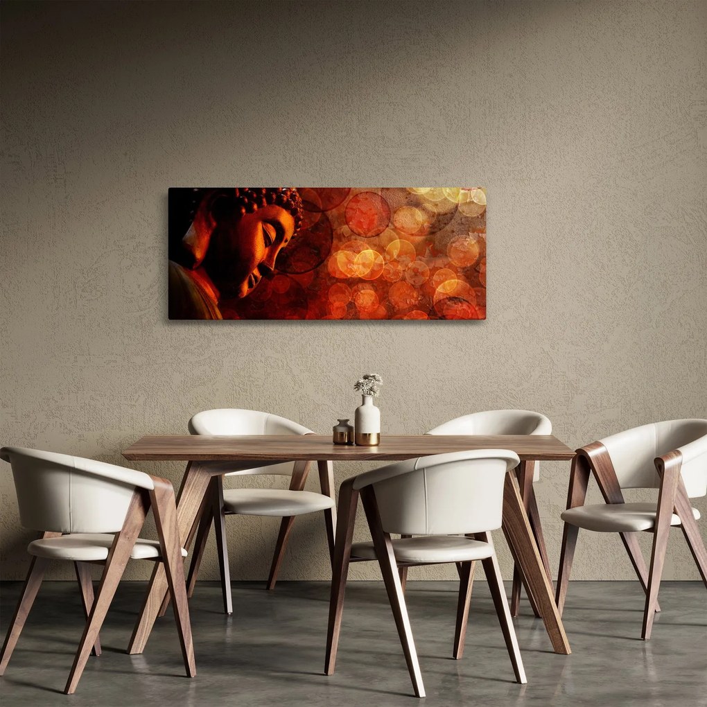 Obraz - Budha v červených tónoch (120x50 cm)
