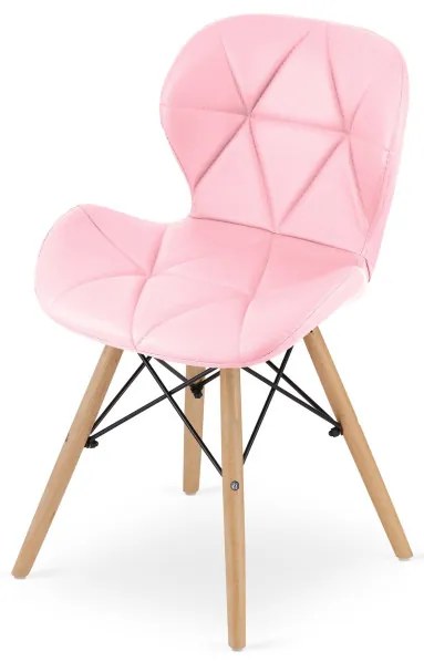 Jedálenská stolička LAGO ekokoža rúžová (hnedé nohy)
