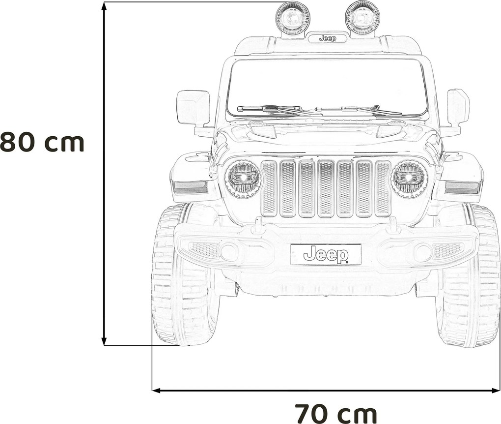 Ramiz Jeep Wrangler Rubicon batéria pre deti Červená + diaľkové ovládanie + MP3 LED rádio + EVA kolesá