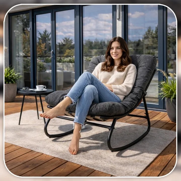 Hojdacie záhradné kreslo na terasu alebo do obývačky, sivé AURORA