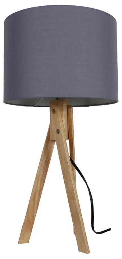 Stolná lampa, sivá/prírodné drevo, LILA TYP 2 LS2002
