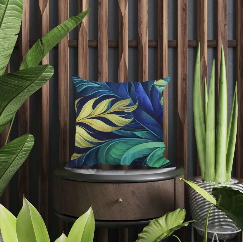 Vodeodolná obliečka na vankúš BOTANIC Blue Gold 45x45 cm