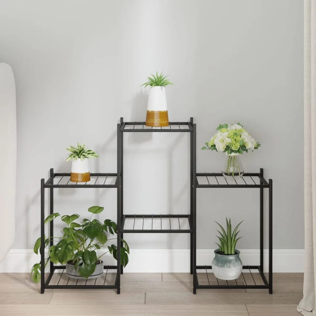 vidaXL Stojan na kvety 83x25x60 cm čierny železný