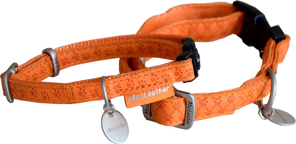 Obojok pre psov MAC LEATHER oranžová Barva: oranžová, Velikost: šírka 1,5 cm, obvod 28-40cm