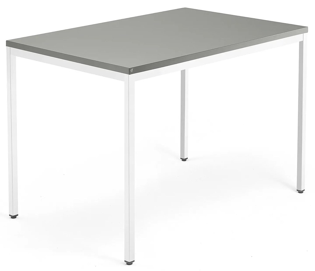 Kancelársky stôl QBUS, klasický rám, 1200x800 mm, svetlošedá, biela