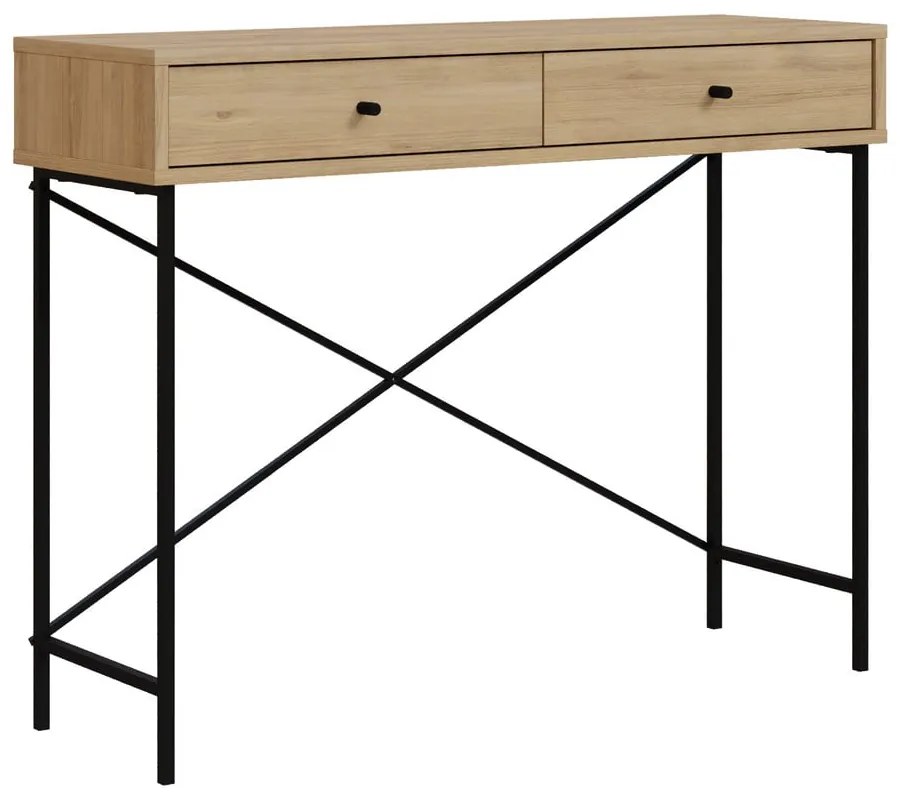 Konzolový stolík s doskou v dubovom dekore v prírodnej farbe 35x110 cm Titan – Marckeric