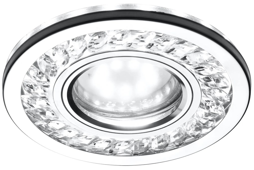 CLX LED stropné svietidlo HENA, 1xGU10, 35W + LED 3W, 10cm, kruhové, chróm