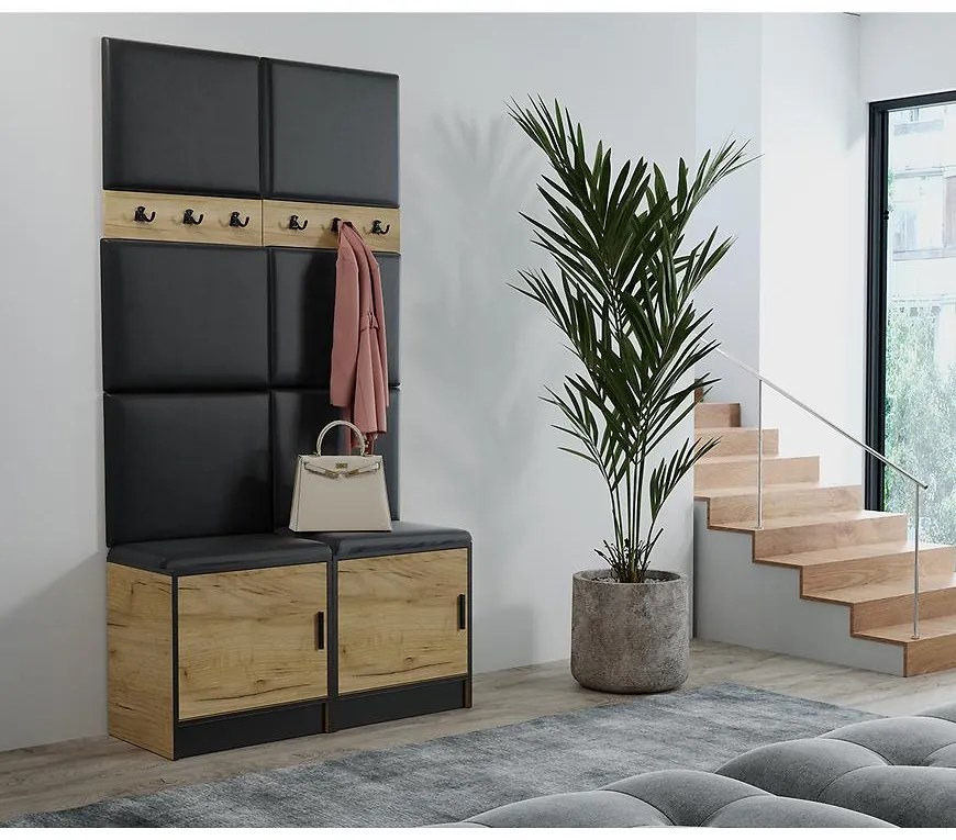 Predsieňový nábytok Roj 19 craft + Madryt 1100 ekokoža čierna