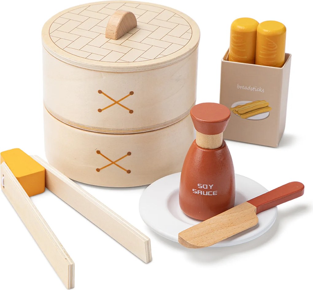 Drevená detská súprava inšpirovaná ázijskou kuchyňou dim sum