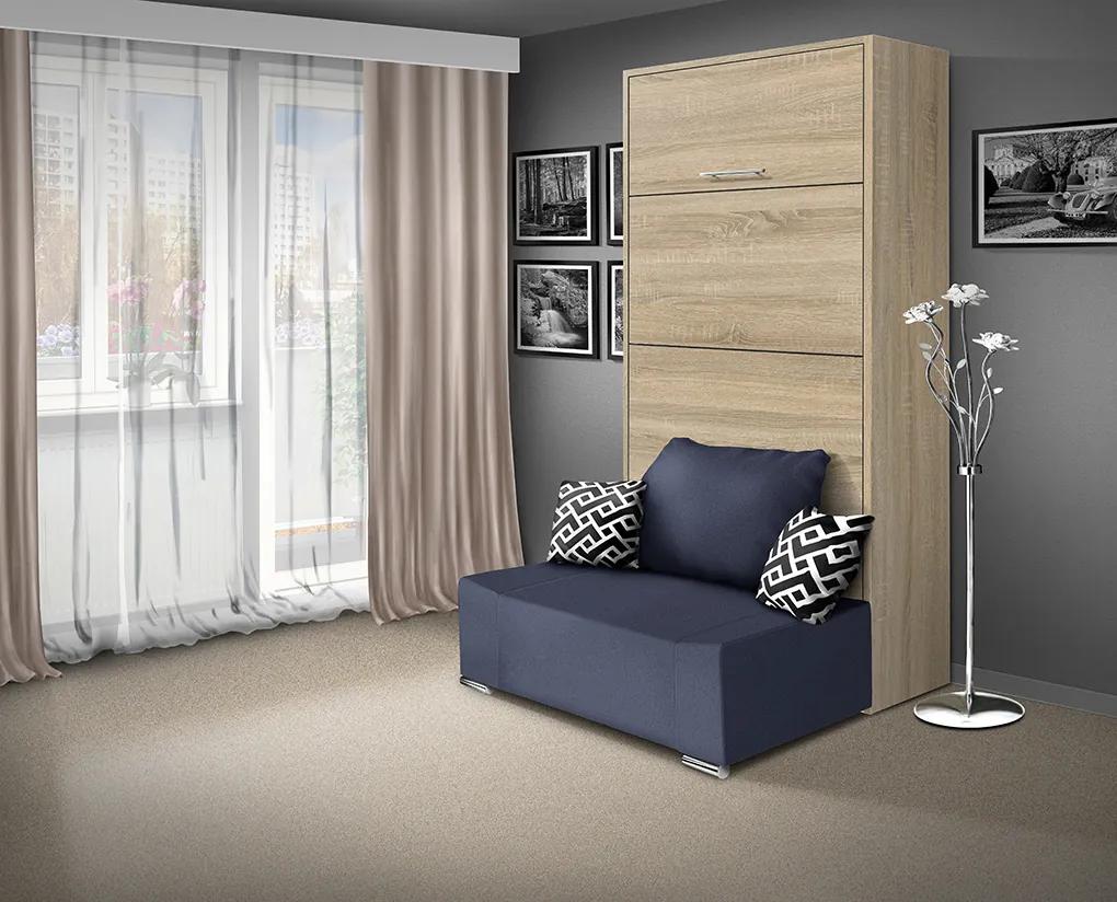 Nabytekmorava Sklápacia posteľ s pohovkou VS 21058P 200x90 farba pohovky: Modrá, Typ farebného prevedenia: Bielá / dvere biele LESK