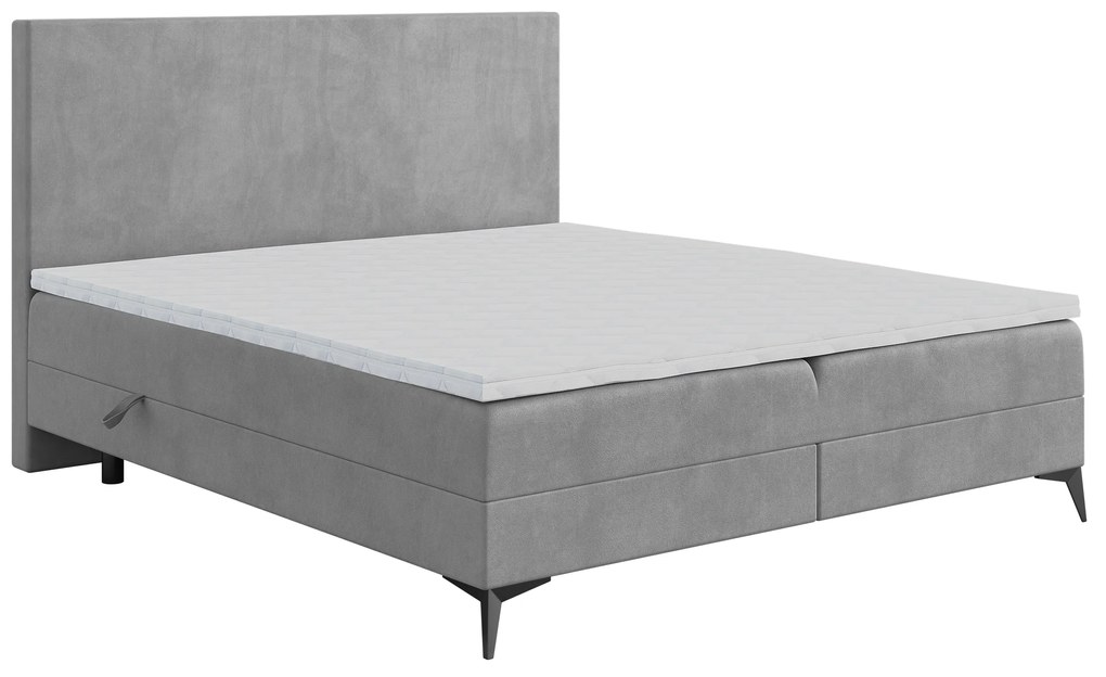 Moderná boxspring posteľ Ravenna 200x200cm, sivá Magic Velvet
