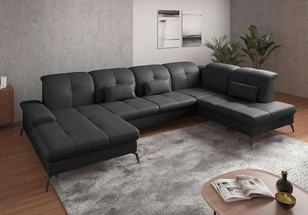 XXXLutz SEDACIA SÚPRAVA, textil, koža, čierna Sit & More - Sedačky - 00014401175K