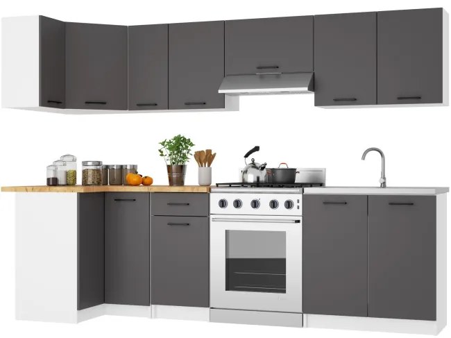 Spodná kuchynská skrinka s doskou OLIWIA S60 3SZ biela / grafitová / sivá