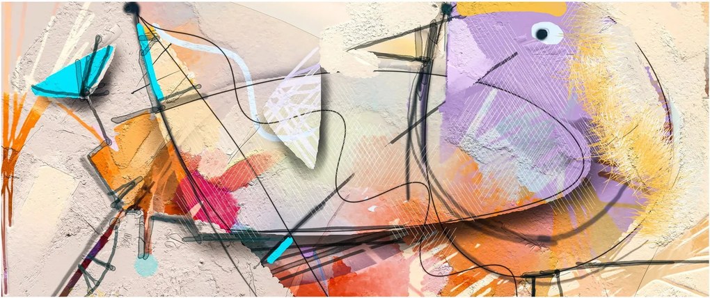Obraz - Abstrakcia, vtáčik (120x50 cm)