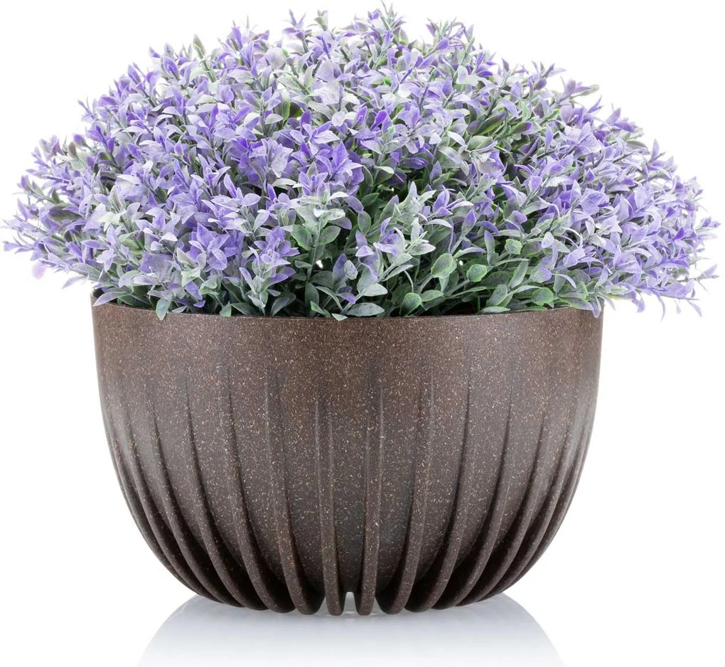 PLASTOVÝ KVETINÁČ STRIPPED ECO 14X24 CM TMAVOHNEDÁ