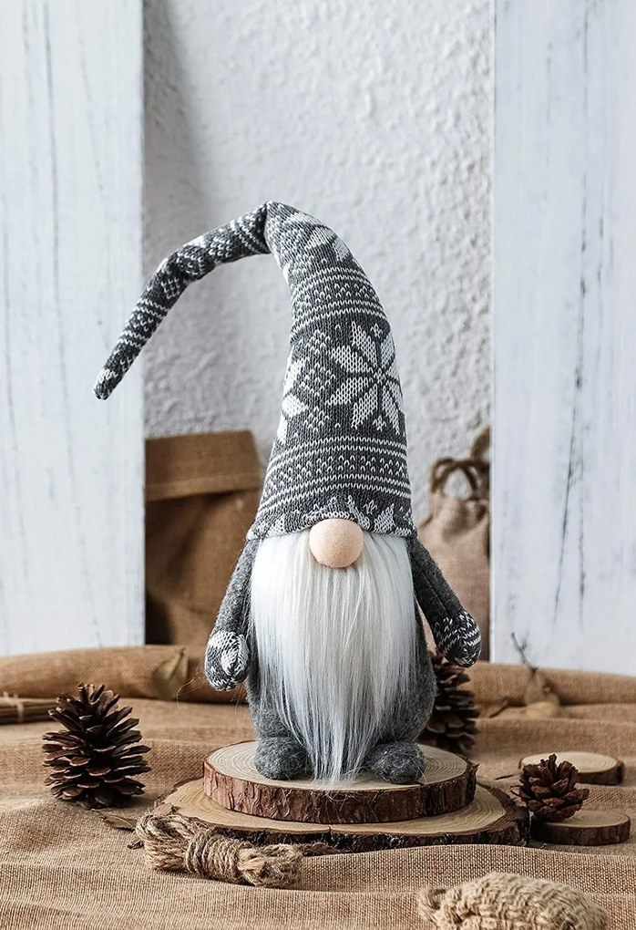 Vánoční skřítek ELF 017 - 50 cm šedý