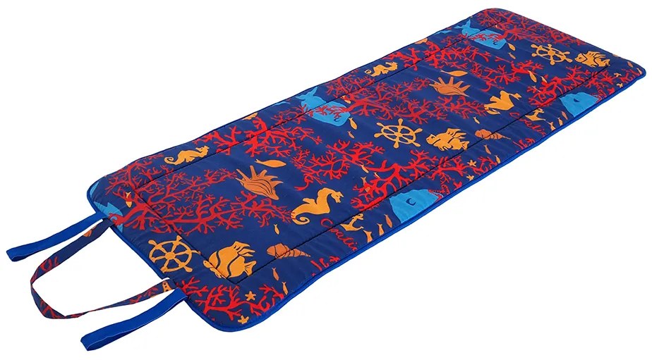 Plážové ležadlo v rolke MORSKÝ KONÍK S KORALMI 148x52 cm, modré
