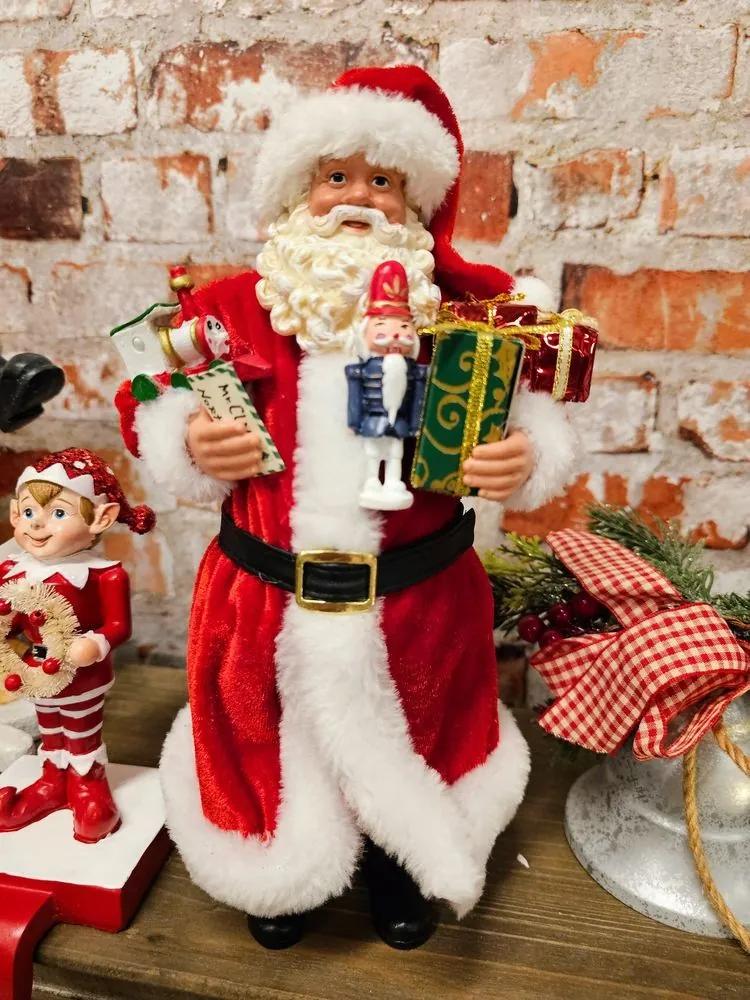 Vianočné dekorácie Santa Claus s darčekmi a Luskáčikom - 16*8*28 cm