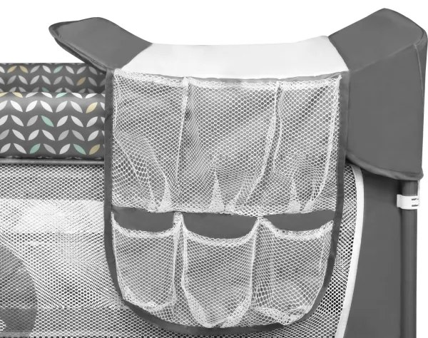 Lionelo - Cestovná postieľka FLOWER Sivá Scandi