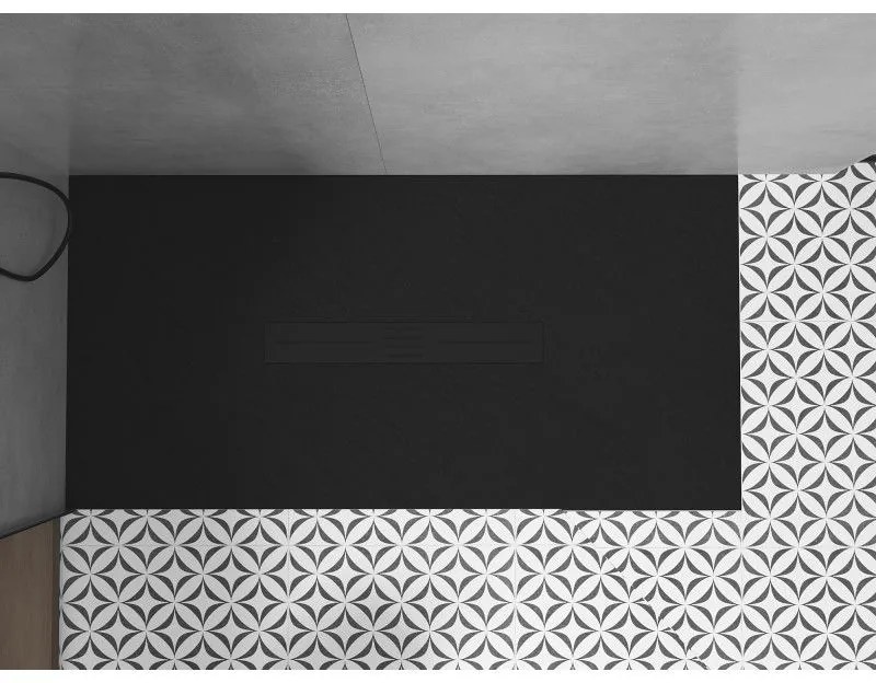 Mexen Toro, SMC obdĺžniková sprchová vanička 150 x 80 cm, čierna, čierna krytka, 43708015-B