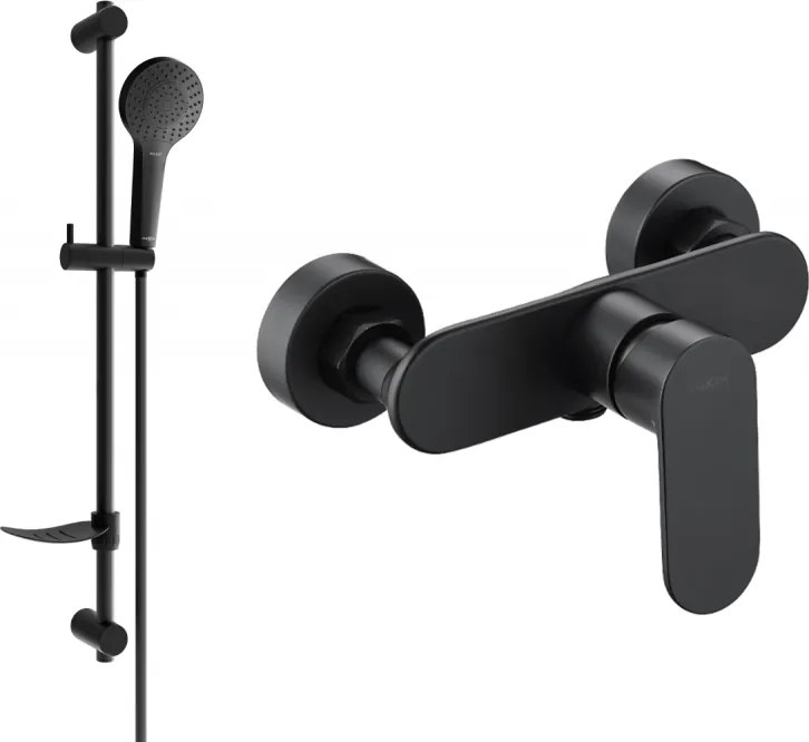 Mexen Milo DF05 sprchová batéria so sprchovou súpravou, čierna - 7134R05-70