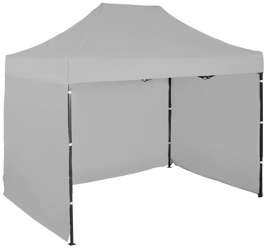 Rýchlorozkladací nožnicový stan 2x3m - oceľový, 3 bočné plachty, Sivá / antracitová