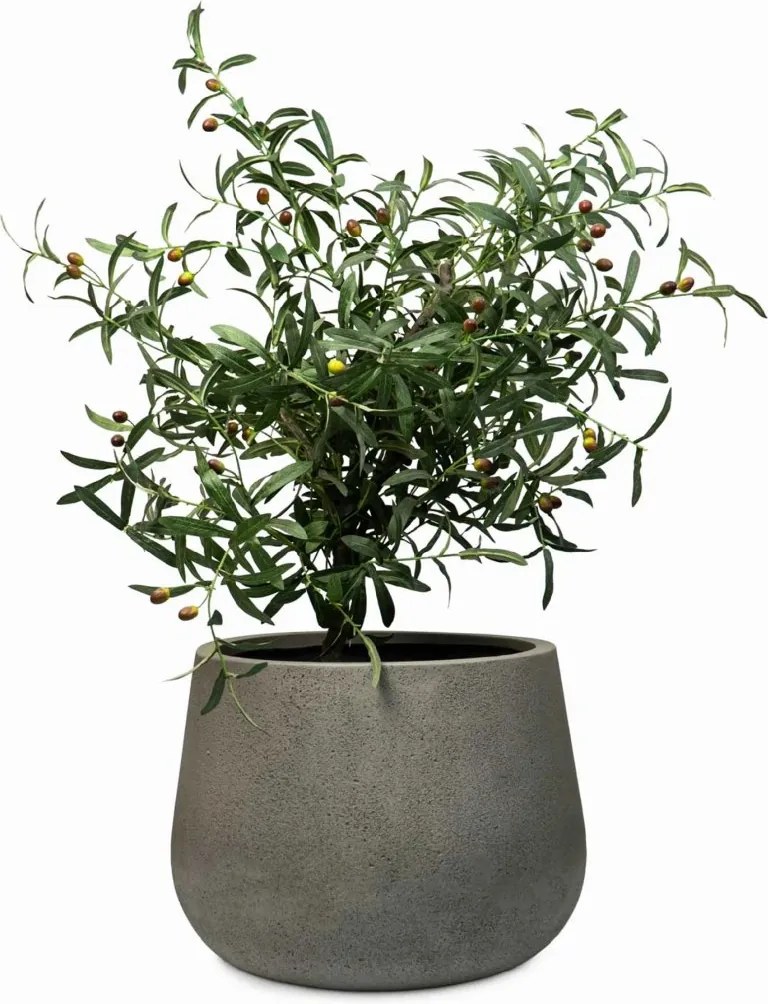 Kvetináč GIRAR, sklolaminát, výška 37 cm, tmavo sivá