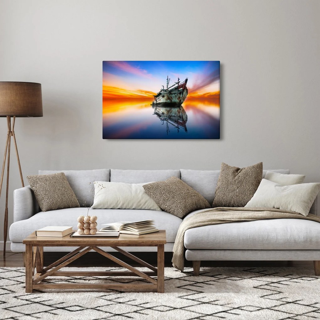 Obraz - Svitanie nad vrakom lode (90x60 cm)