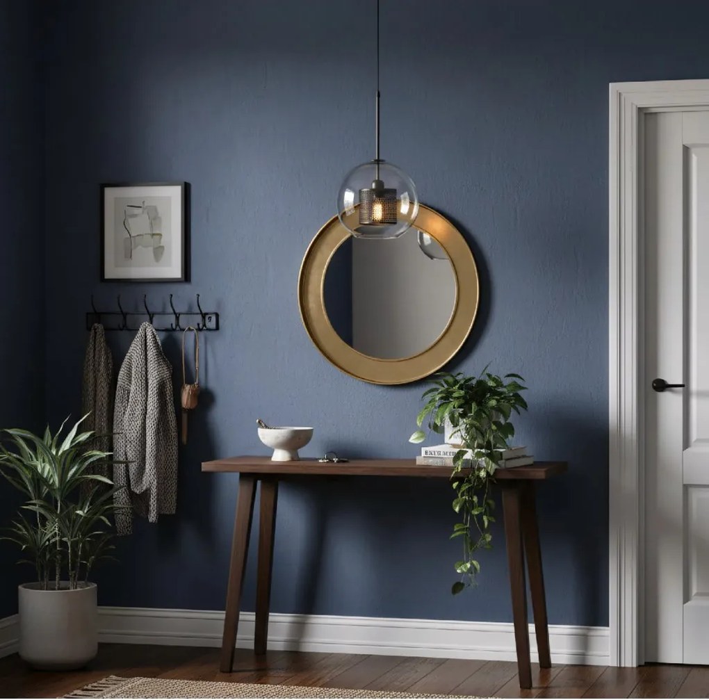 Toolight - Sklenená závesná lampa loft APP557-1CP 20cm 1xE27 60W, čierna, OSW-08750