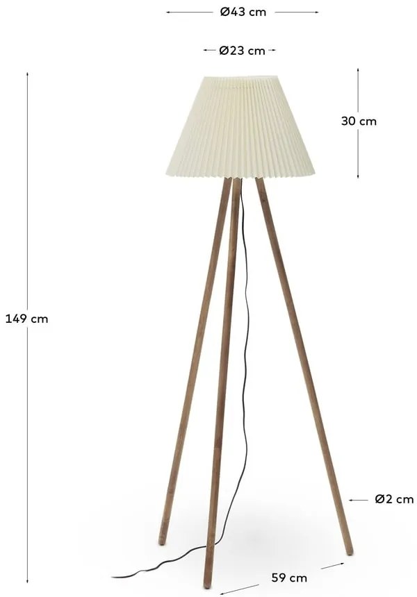 Stojacia lampa v prírodnej farbe s textilným tienidlom (výška 149 cm) Benicarlo – Kave Home