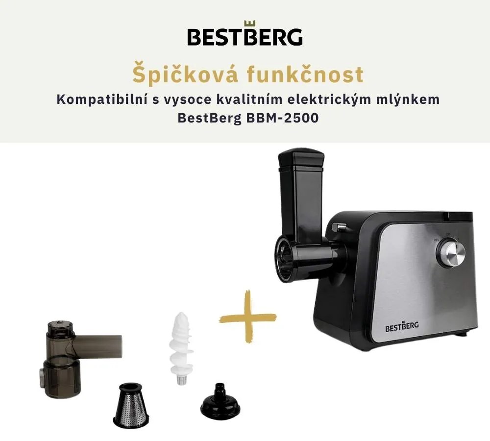 Pomalý odšťavovač BestBerg BBM-2500SJ príslušenstvo pre mlynček BBM-2500