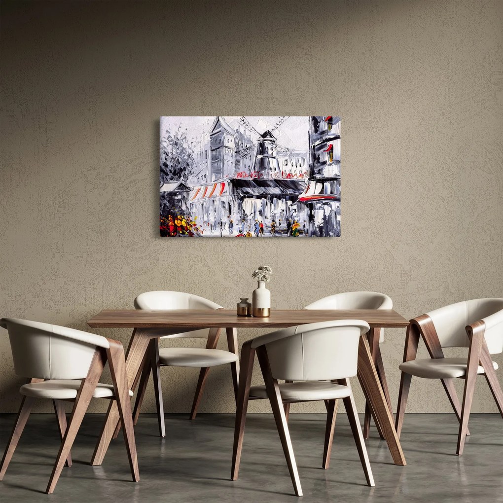 Obraz - Ulica v Paríži, olejomaľba (90x60 cm)