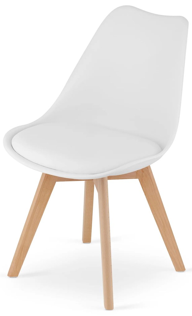 Jedálenský set 1 + 4, biely stôl ADRIA 120x80 cm + biela stolička BALI MARK s bukovými nohami