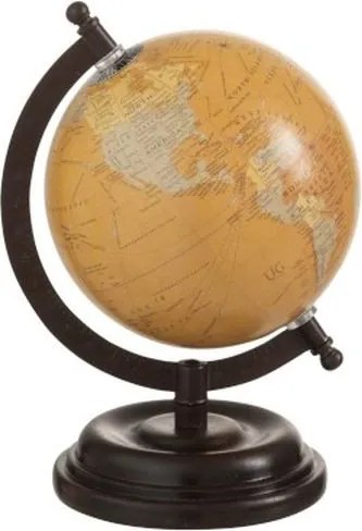 Dekorácie glóbus na drevenom podstavci Ochre small - 15 * 13 * 21 cm