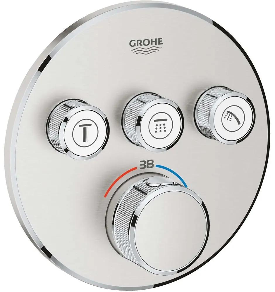 GROHE Grohtherm SmartControl termostatická batéria pod omietku, pre 3 výstupy, Supersteel, 29121DC0