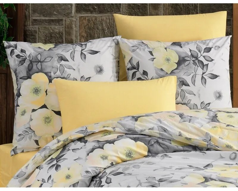BedTex Bavlnené povlečení Alisa žltá, 140 x 220cm, 70 x 90 cm