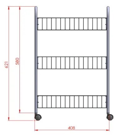 Pojazdný stojan s 3 policami Metaltex Lugano