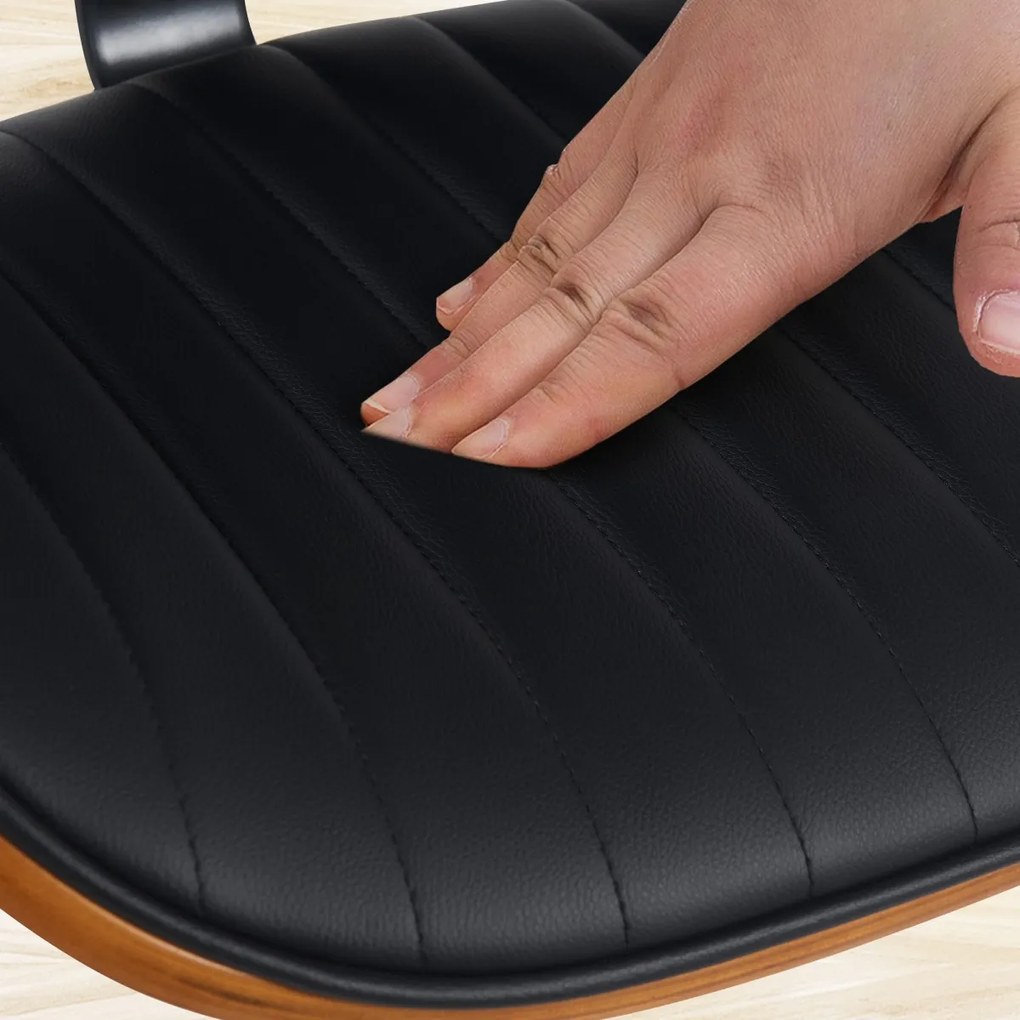 Barová stolička Clawson - koženka, chróm rám - orech/čierna