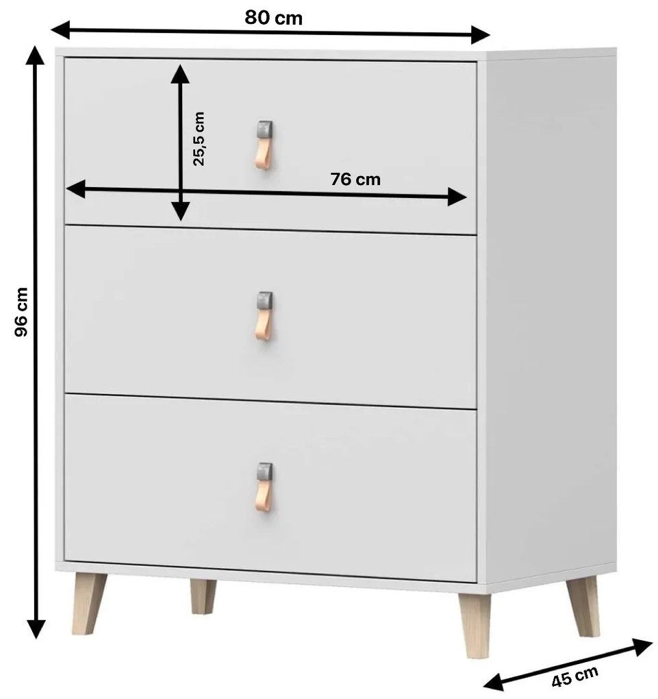 Komoda 3S 02 FIGO 80 cm biela