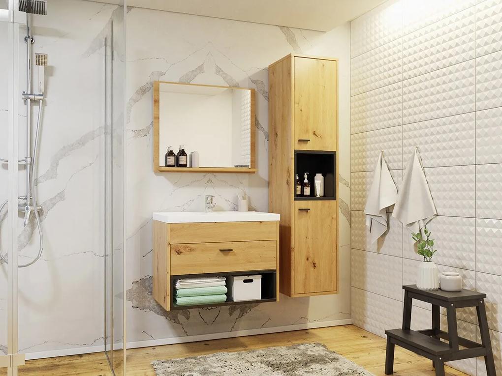 Kúpeľňový nábytok Olier I, Farby: biely / biely + dub artisan, Sifón: so sifónom, Umývadlo: nie, Umývadlová batéria: Platino BCZ 020M