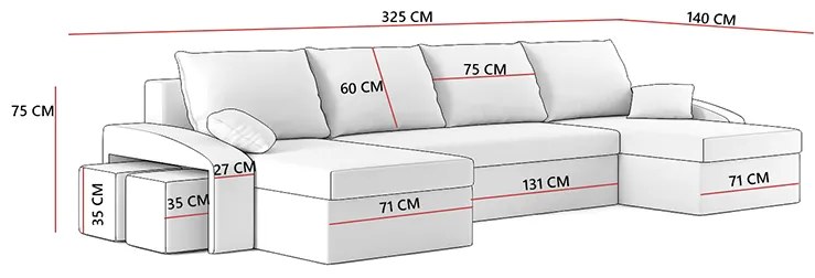 Rohová sedačka Shalini (hnedá + cappuccino) (s taburetkou) (L). Vlastná spoľahlivá doprava až k Vám domov. 1066980
