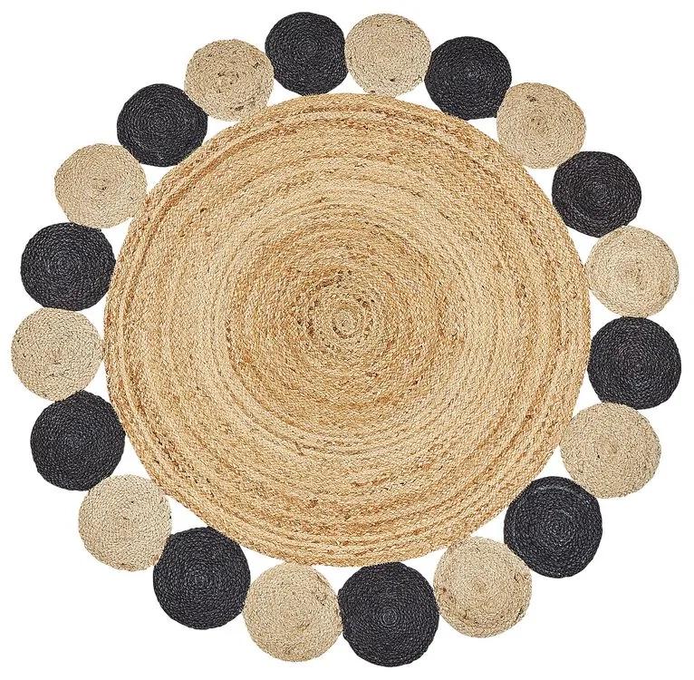 Okrúhly jutový koberec ø 140 cm čierny VOSTAN Beliani