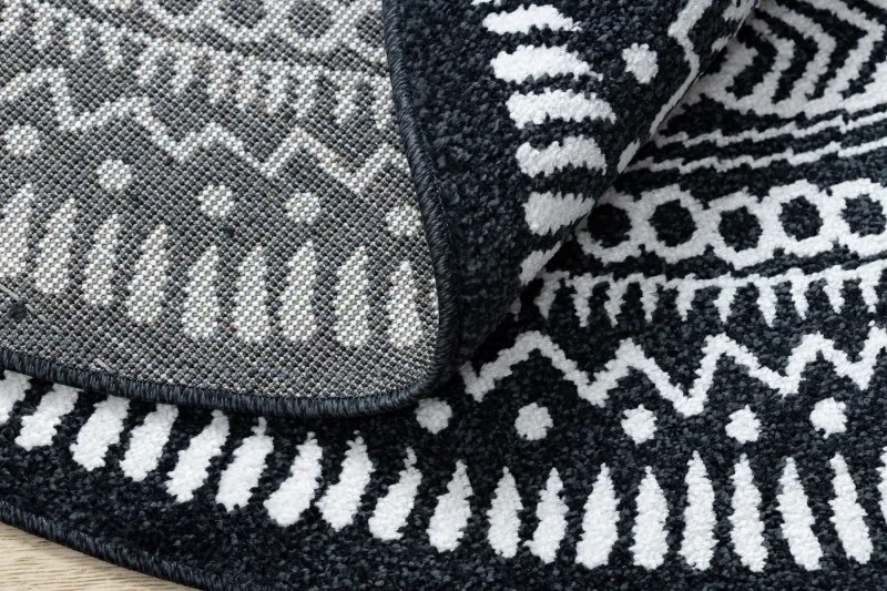 Dywany Łuszczów, Kusový koberec Napkin black kruh, 100x100 (priemer) kruh, čiernobiela, chodba / predsieň