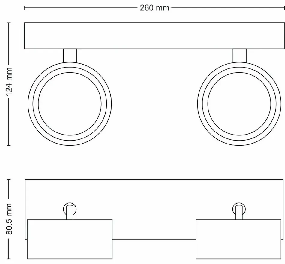 Philips 8720169174849 bodové LED svietidlo Bracia, čierna, 2x 5,5 W 2x550lm 2700K IP20