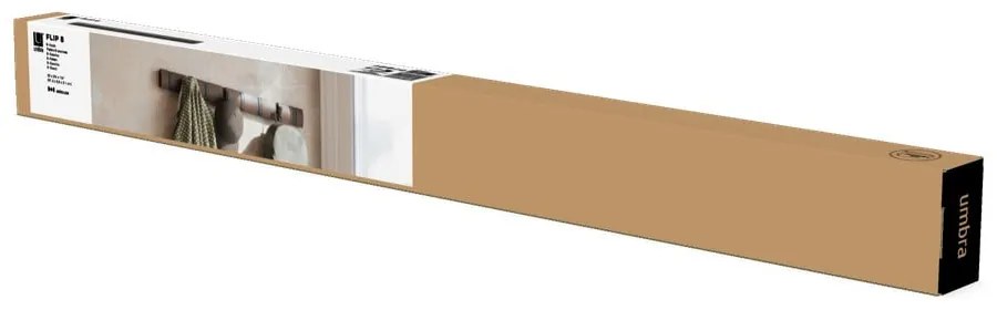 Tmavohnedý nástenný vešiak z topoľového dreva Flip – Umbra